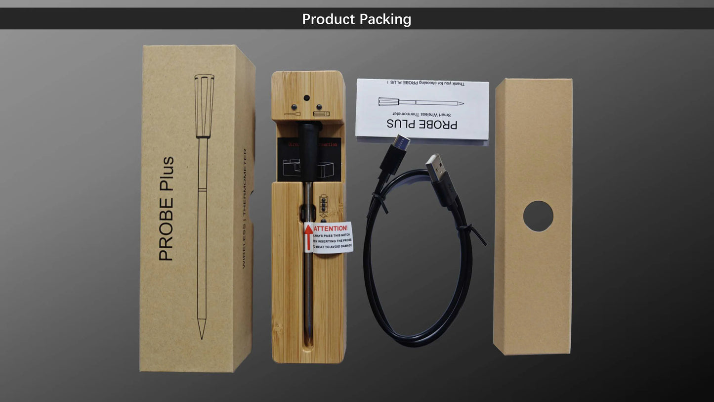 300FT Smart Meat Thermometer Wireless Probe Lasts Up to 16 Hours