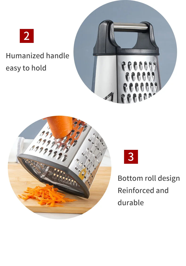 Large Four-side Box Grater Vegetable Cheese Grater Manual Grater Kitchen Accessories