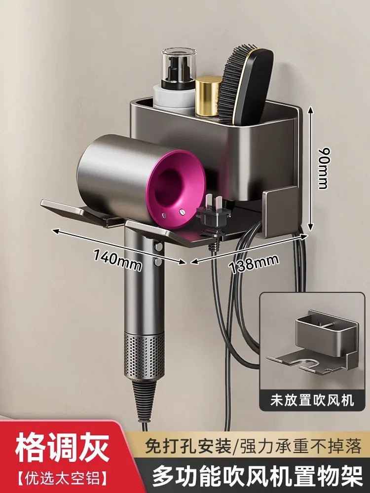 new Hair Dryer Holder Wall Dryer Cradle Straightener Stand Hairdryer Organizer Storage Box Toilet Blower Holder Bathroom Shelves