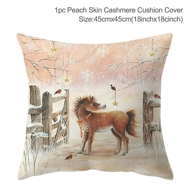 New Christmas Elk Tree Cushion Cover Merry Christmas Decorations