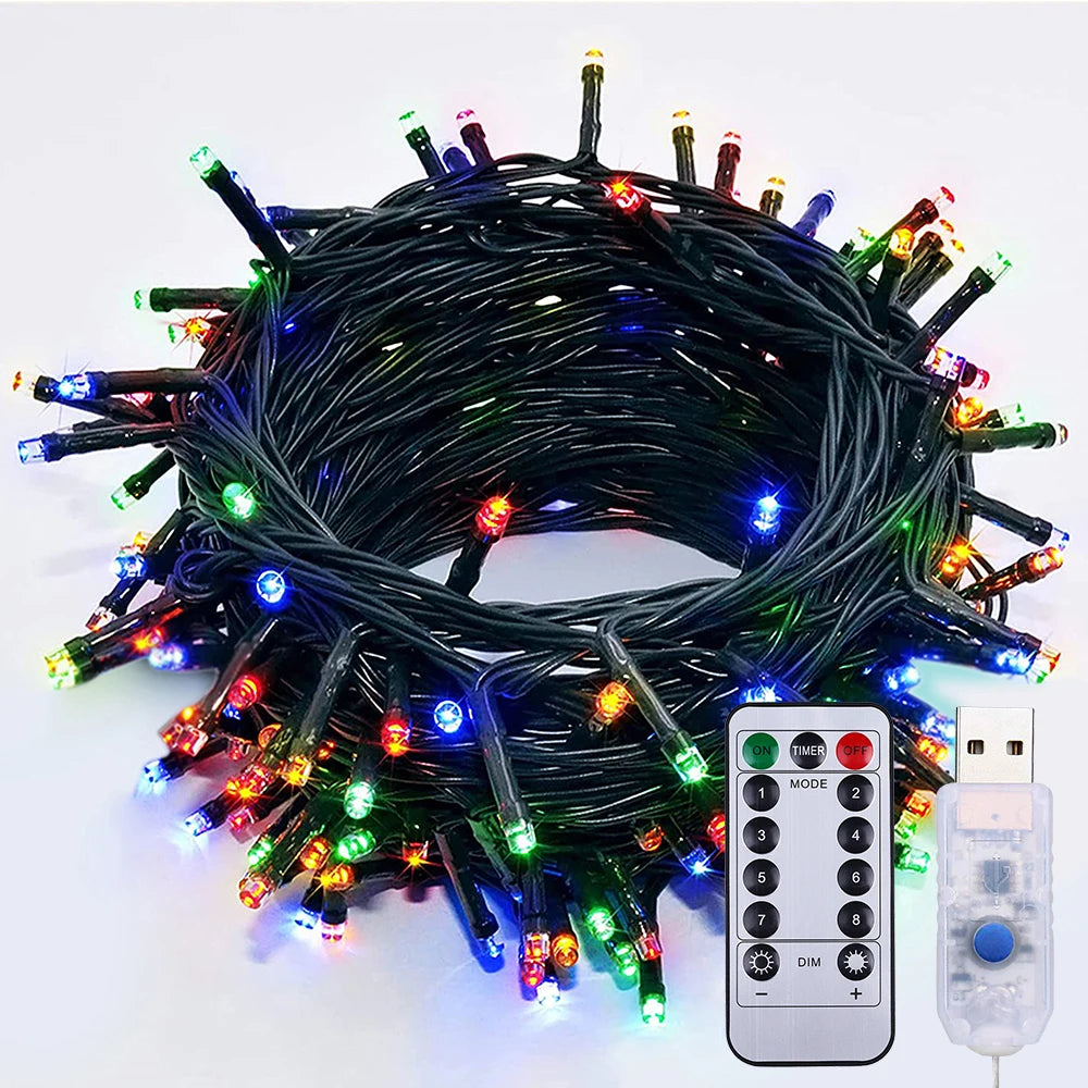 USB Remote Green Wire Christmas Tree Lights