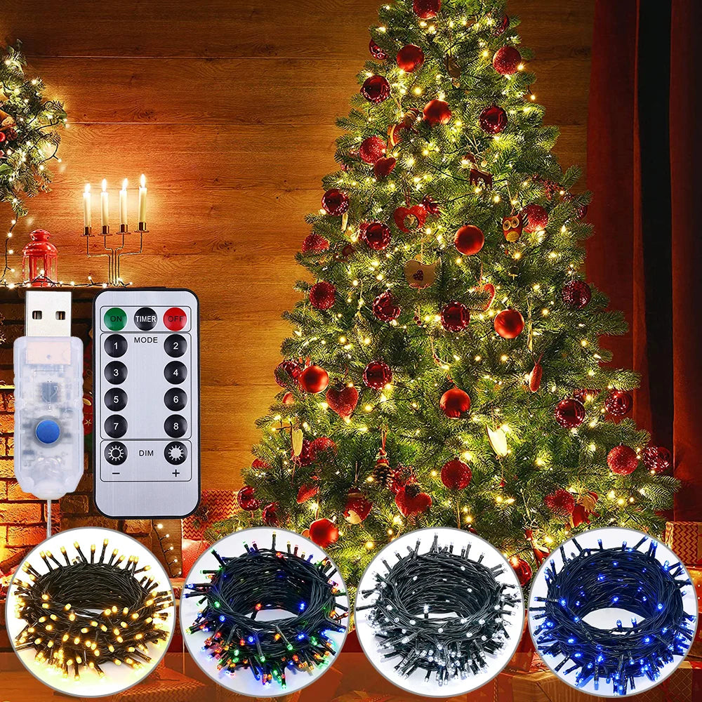 USB Remote Green Wire Christmas Tree Lights