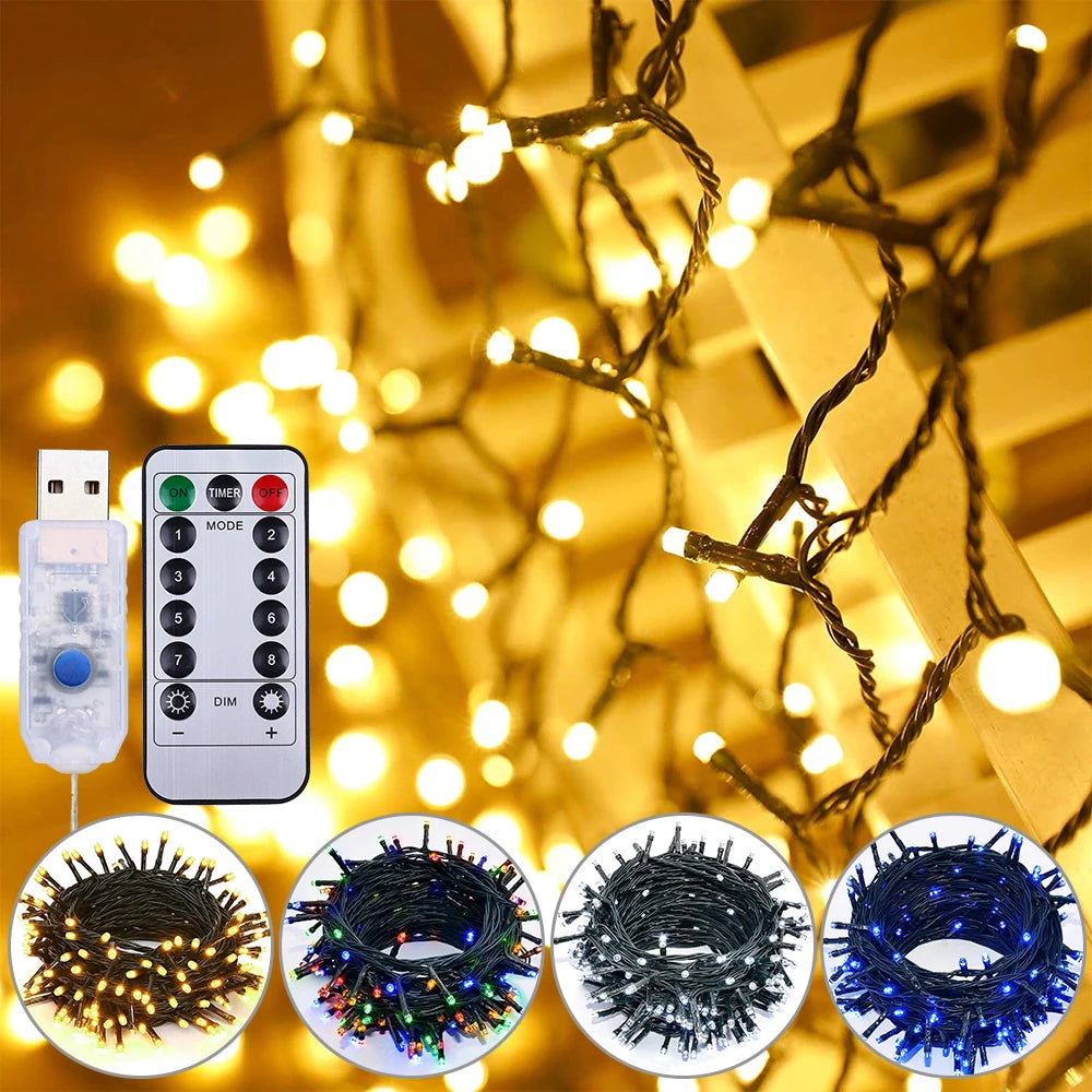 USB Remote Green Wire Christmas Tree Lights