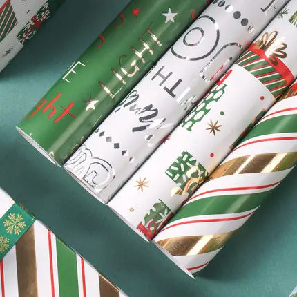 New 6pcs 50x76cm Christmas Gift Wrapping Paper Ribbon Decor