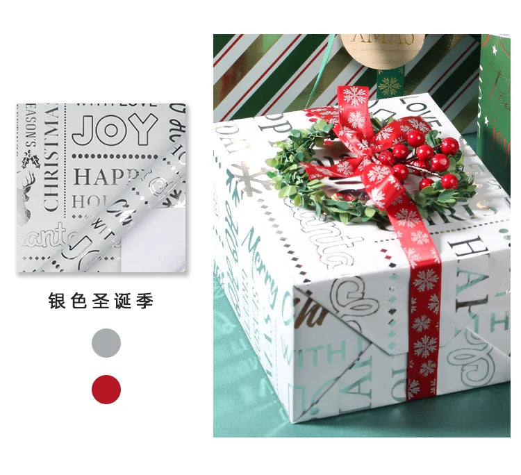 New 6pcs 50x76cm Christmas Gift Wrapping Paper Ribbon Decor