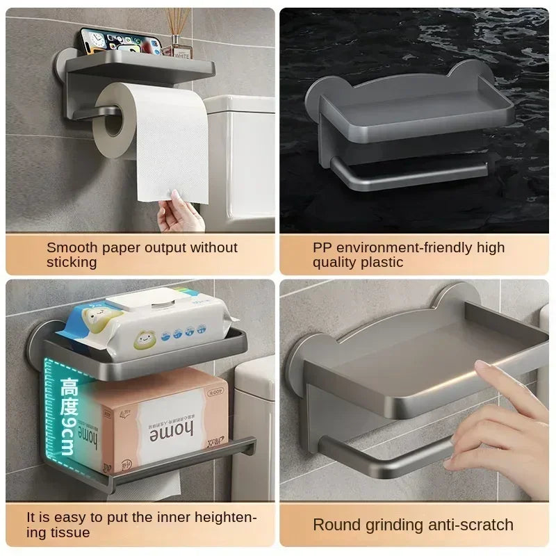 Toilet Paper Holder with Wall-Mounted Toilet Paper