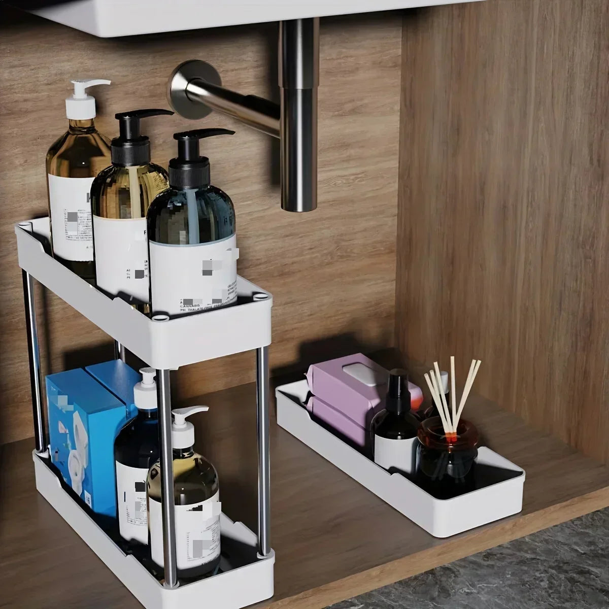 Bathroom Storage Rack With Wheels 3/4 Layer