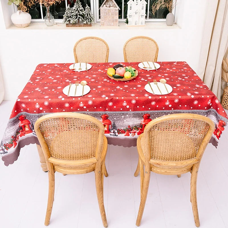 Buffalo Plaid Snowflake Christmas Tablecloths Decor Rectangle Table Cover