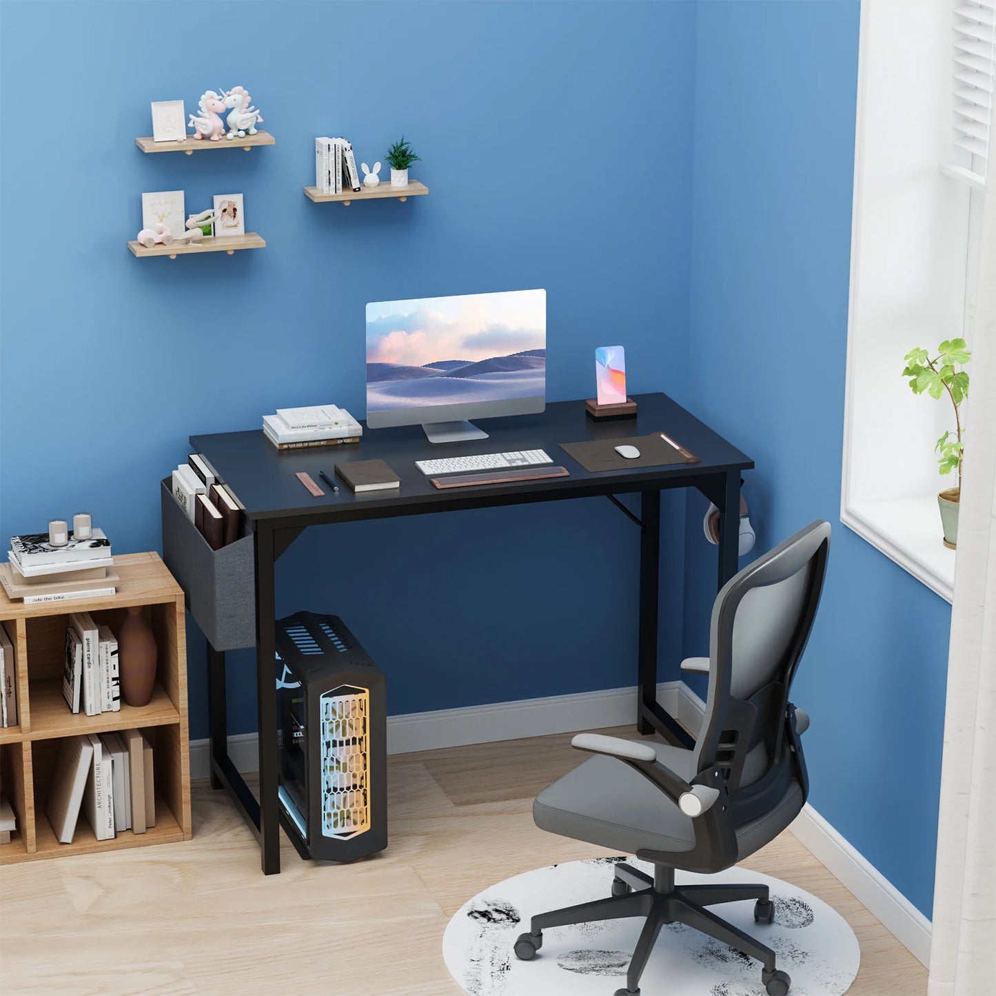 Enhance productivity with this stylish and functional desk.