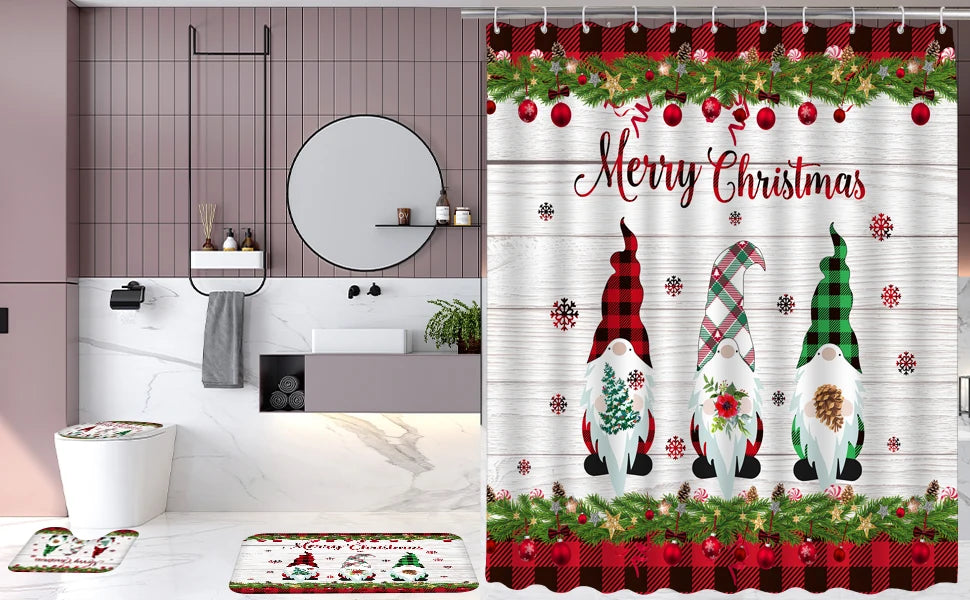 Cute dwarf print shower curtain for christmas