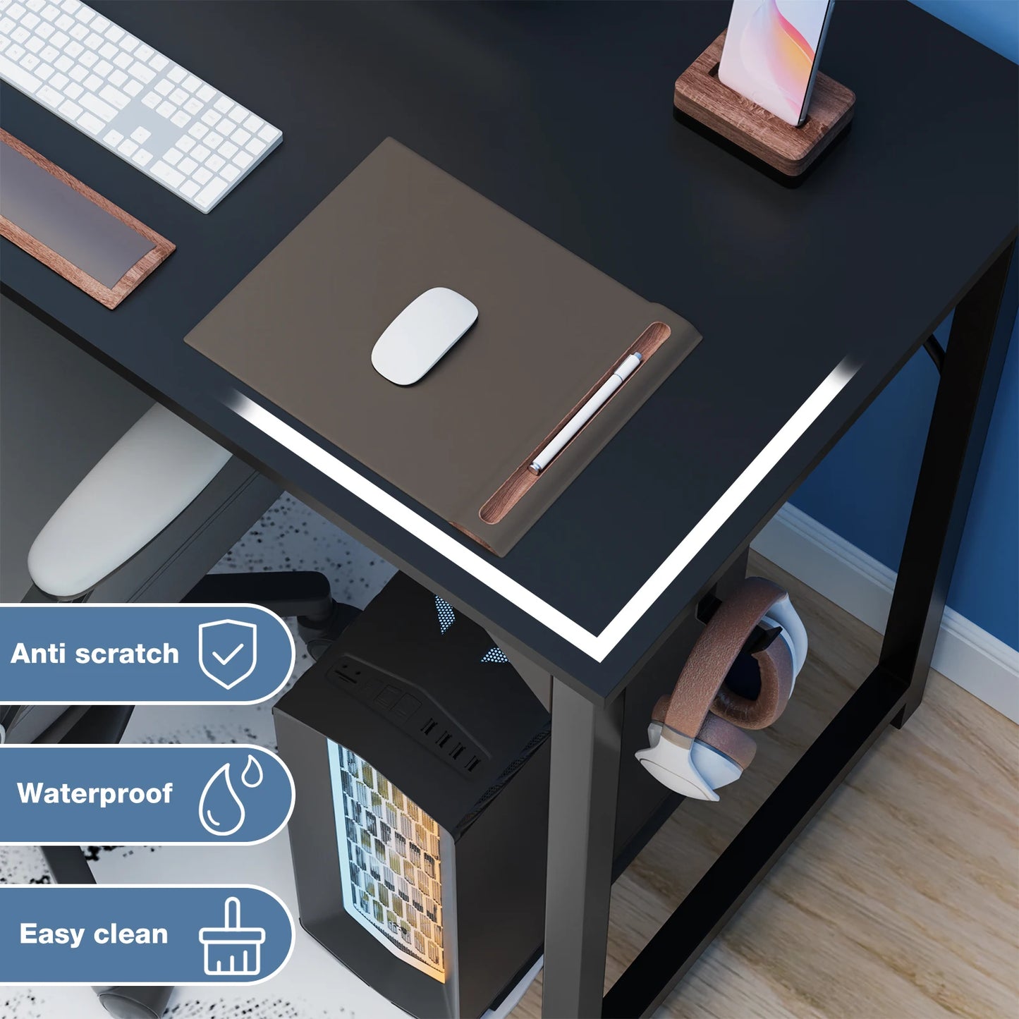 Enhance productivity with this stylish and functional desk.