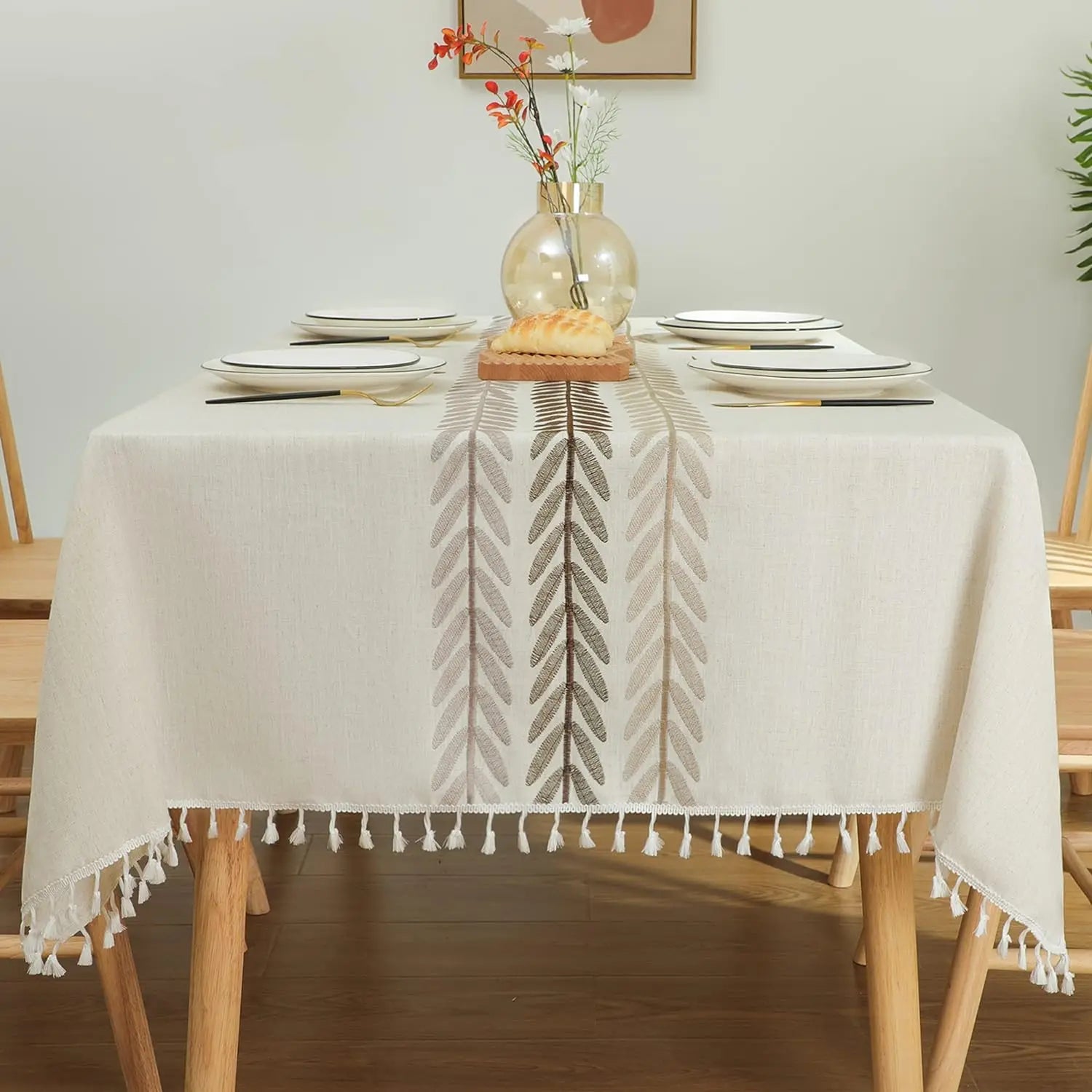 Plaid Tablecloth Rustic Burlap Linen Fabric