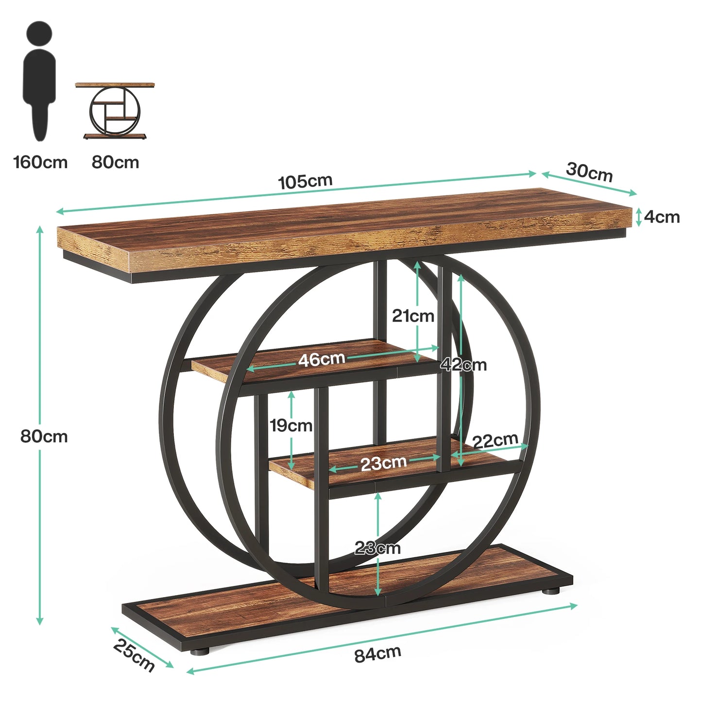 Console Table, 4-Tier Entryway Table, 41.3-Inch Foyer  for Entrance