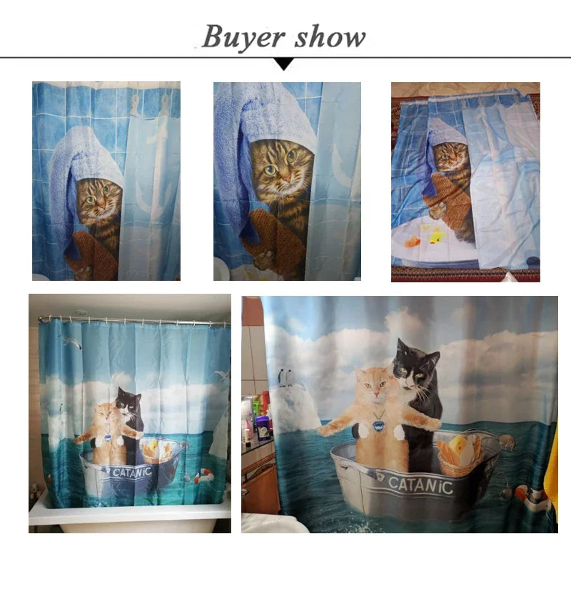 Holiday bathroom waterproof  fabric curtain