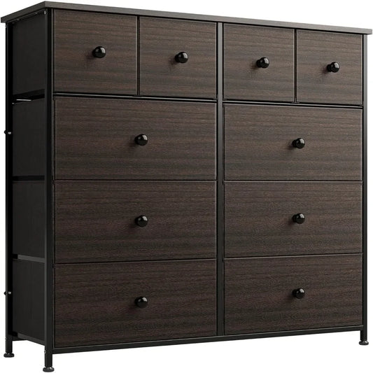 10 Drawer Dresser for Bedroom Faux Leather