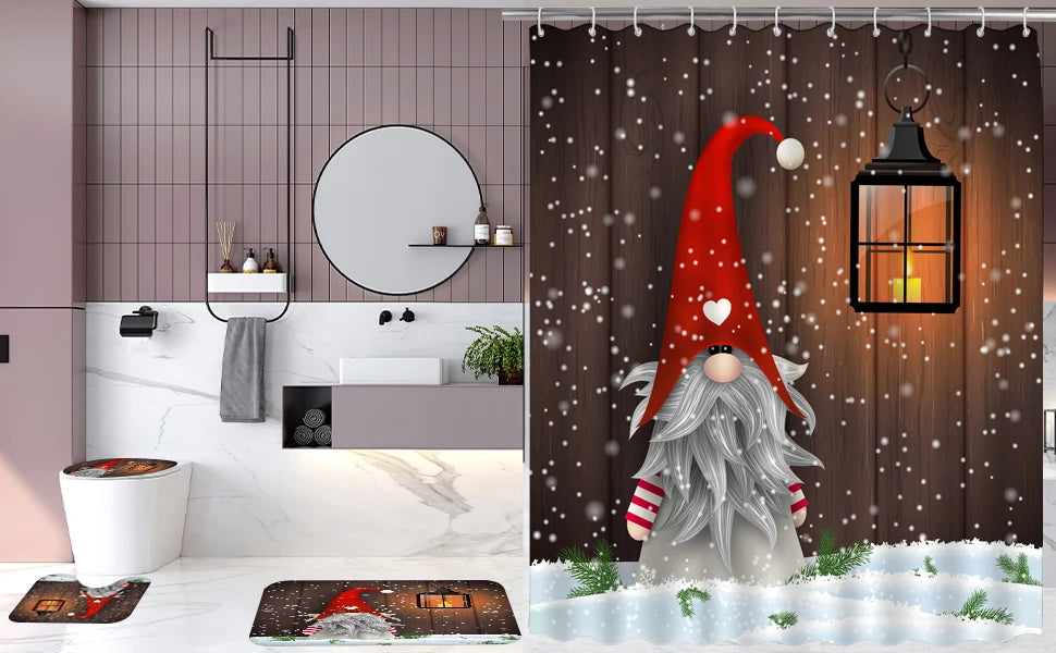 Cute dwarf print shower curtain for christmas