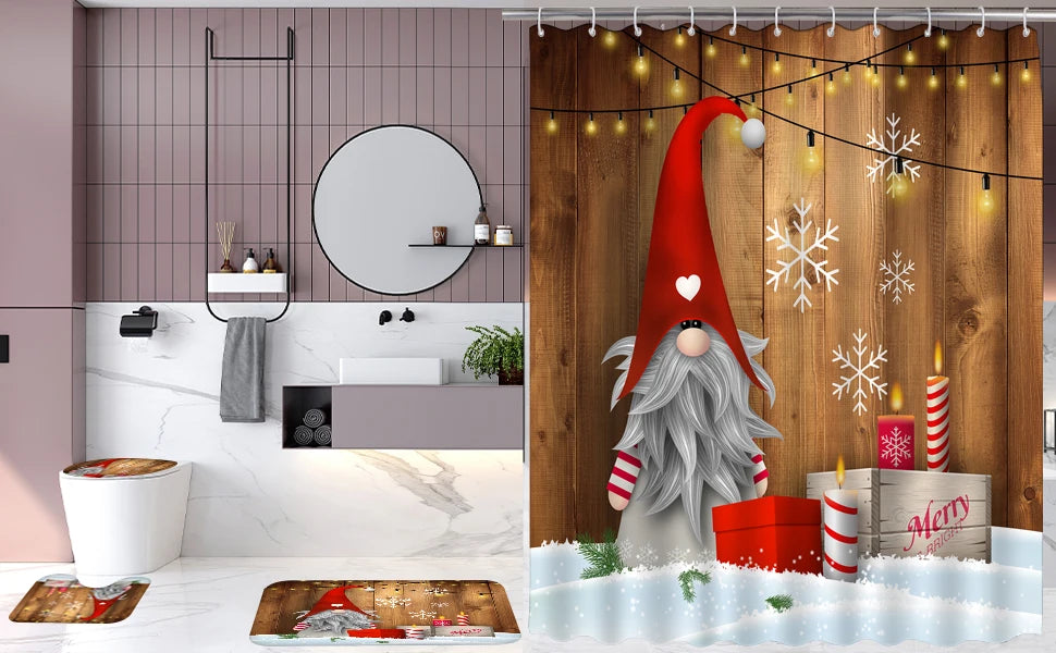 Cute dwarf print shower curtain for christmas