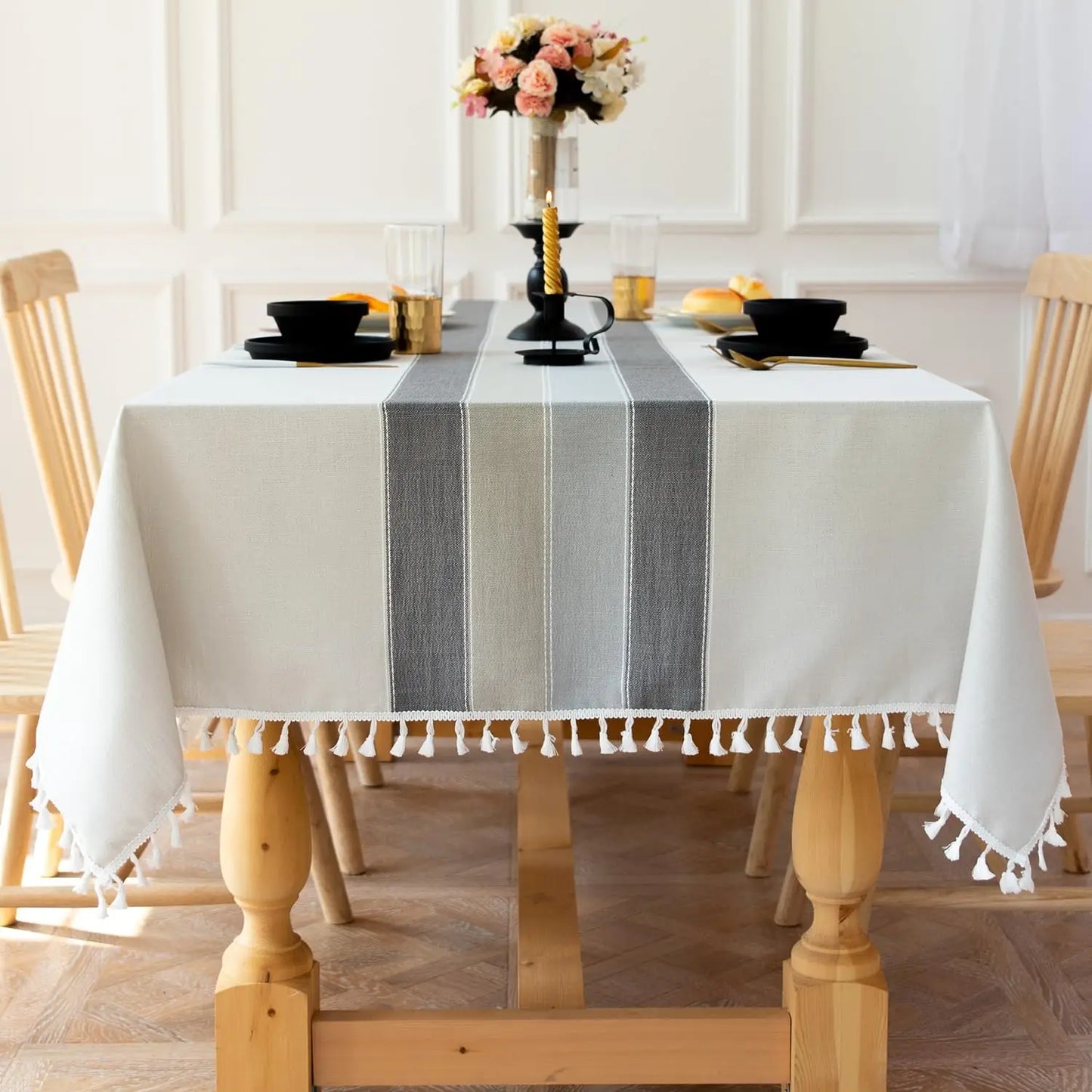 Plaid Tablecloth Rustic Burlap Linen Fabric