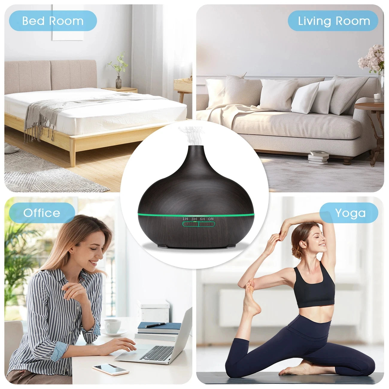 Essential Oil Diffuser with Remote Control with 7-Color LED Light 550ml