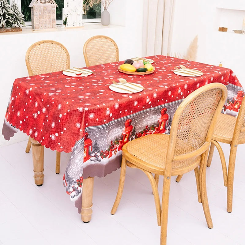 Buffalo Plaid Snowflake Christmas Tablecloths Decor Rectangle Table Cover