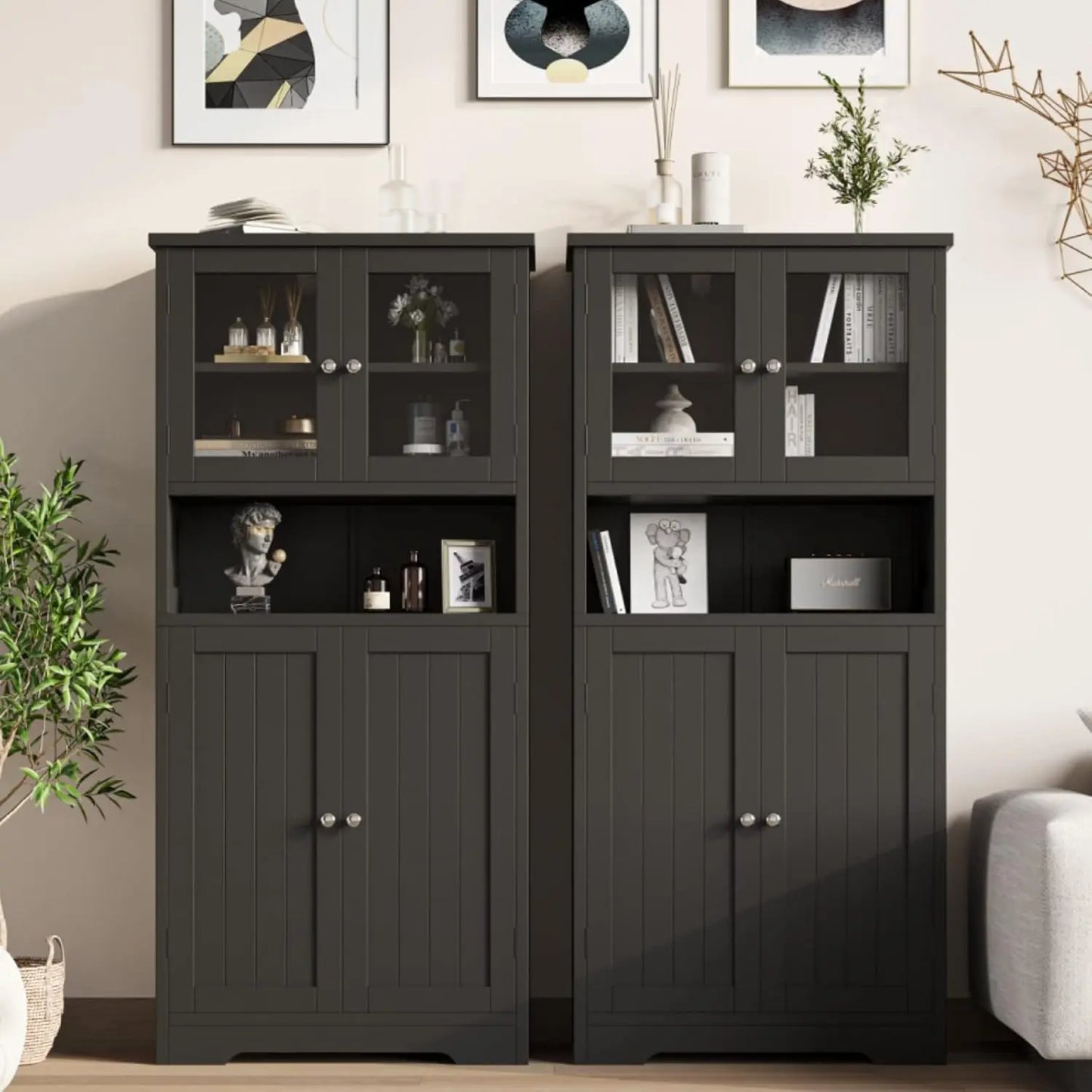 Bathroom Floor Cabinet with Open Shelf