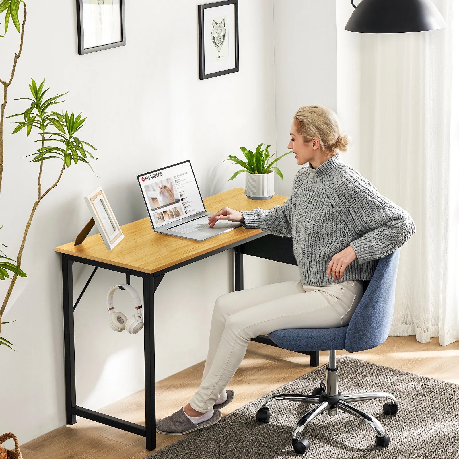 Enhance productivity with this stylish and functional desk.