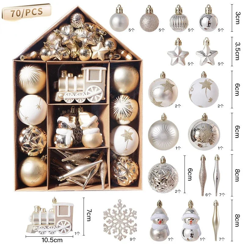 70 Pcs Christmas Ornaments Christmas Ball Set