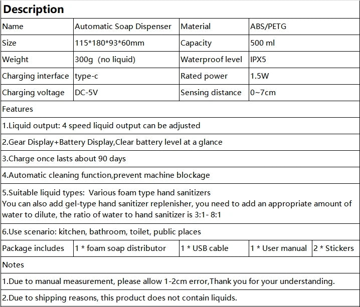 Soap Dispenser  Wall Mounted Automatic