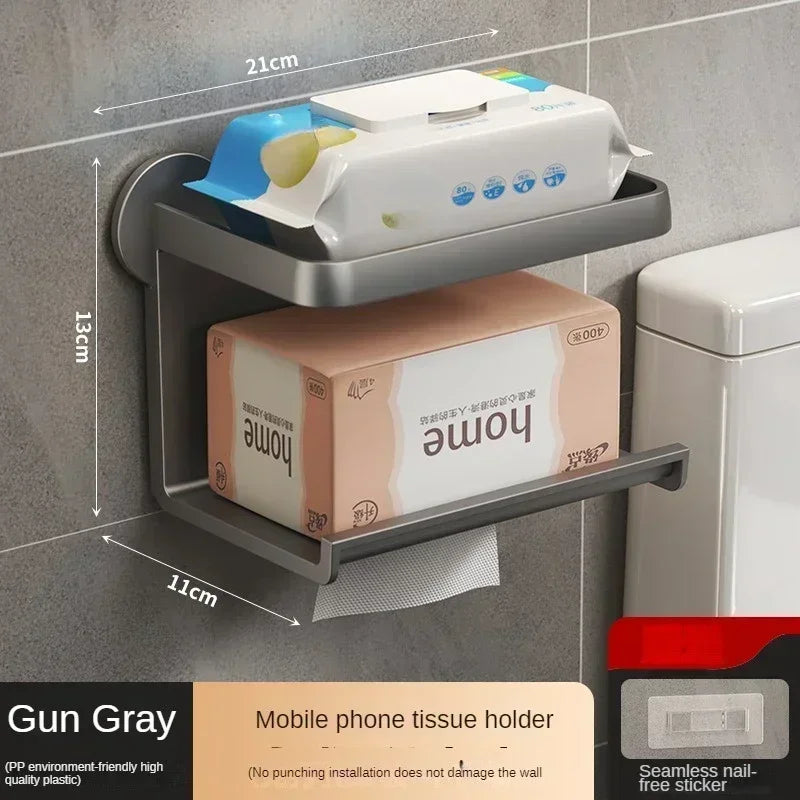 Toilet Paper Holder with Wall-Mounted Toilet Paper