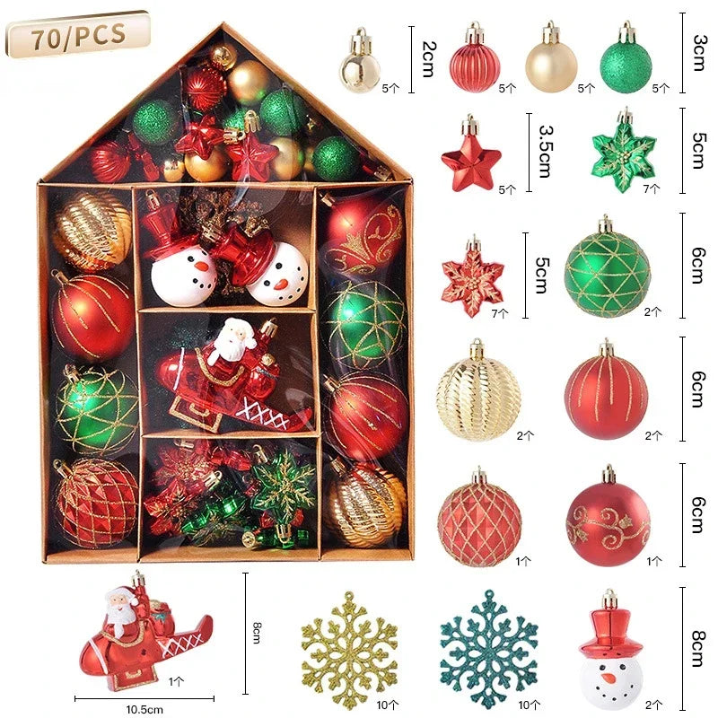 70 Pcs Christmas Ornaments Christmas Ball Set