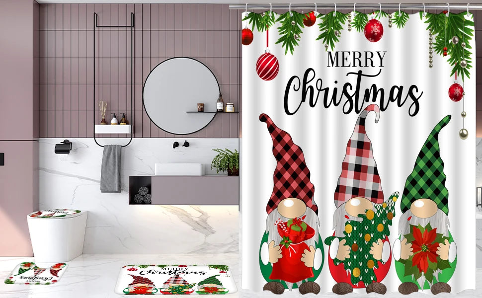 Cute dwarf print shower curtain for christmas