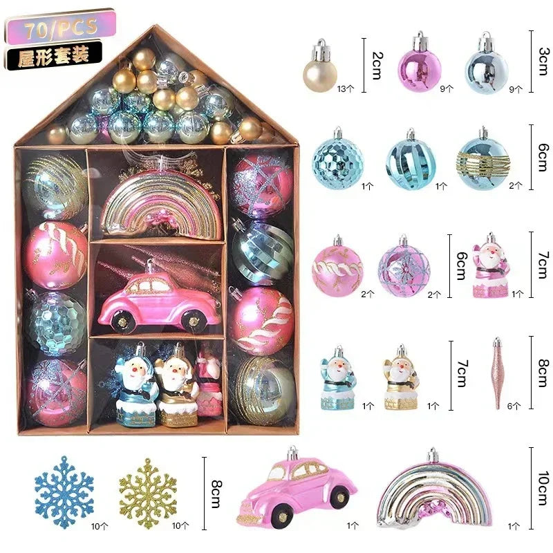 70 Pcs Christmas Ornaments Christmas Ball Set