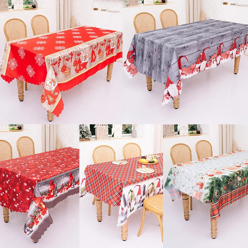 Buffalo Plaid Snowflake Christmas Tablecloths Decor Rectangle Table Cover