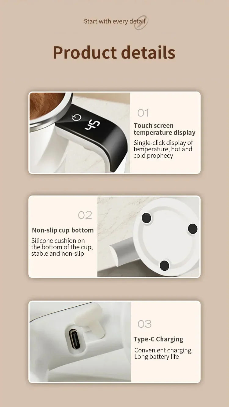 Magnetic Mug with LCD Screen & Automatic Self Stirring