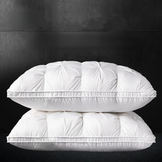 New Luxurious High-End Soft White Goose Down Pillow - Ultimate Comfort Experience with Plush Cotton Cover - Innovative 3D Cervic