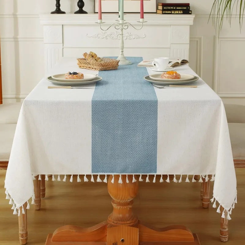 Plaid Tablecloth Rustic Burlap Linen Fabric