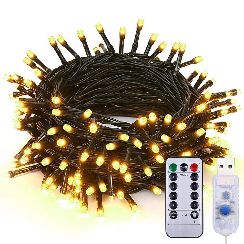 USB Remote Green Wire Christmas Tree Lights