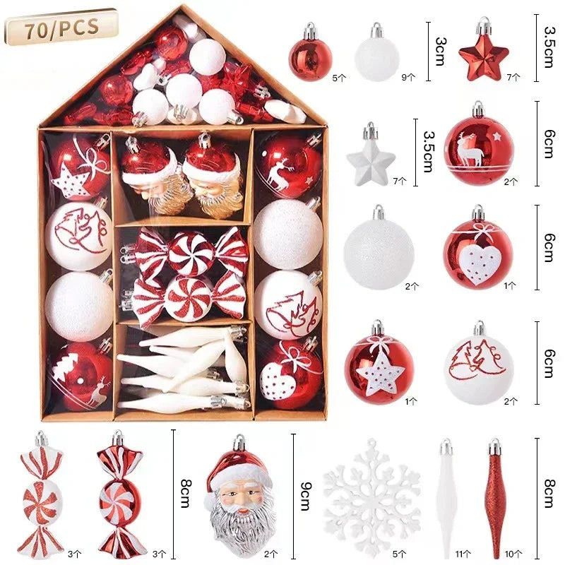 70 Pcs Christmas Ornaments Christmas Ball Set