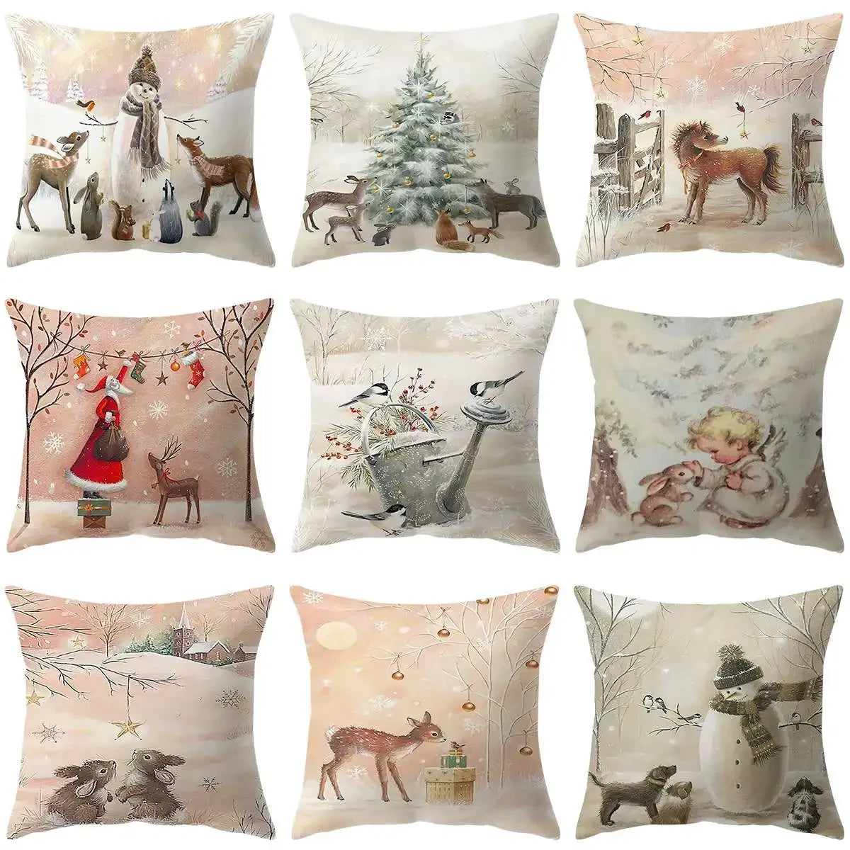 New Christmas Elk Tree Cushion Cover Merry Christmas Decorations