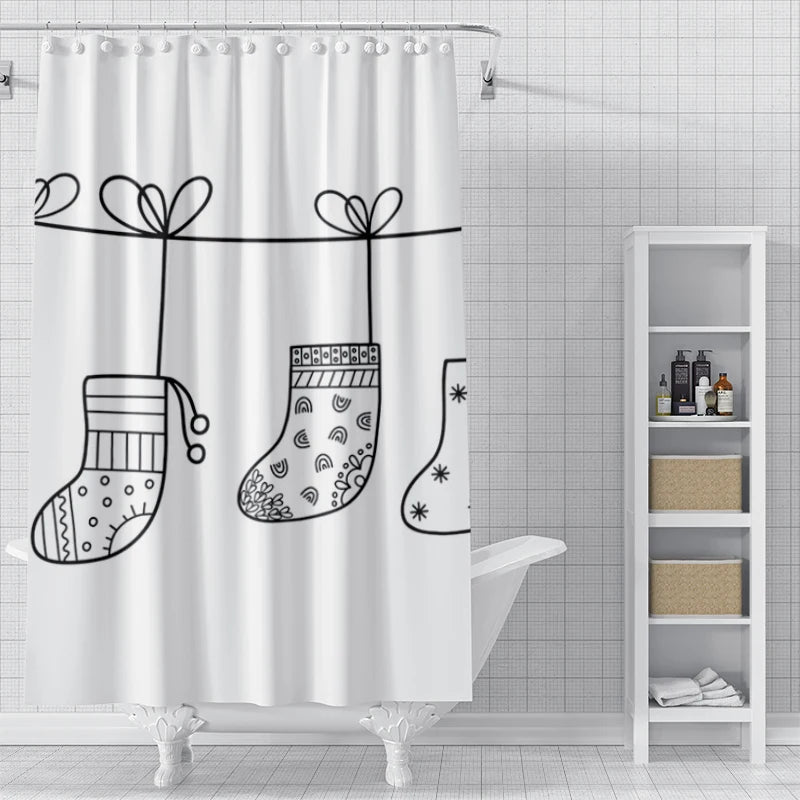 Holiday bathroom waterproof  fabric curtain