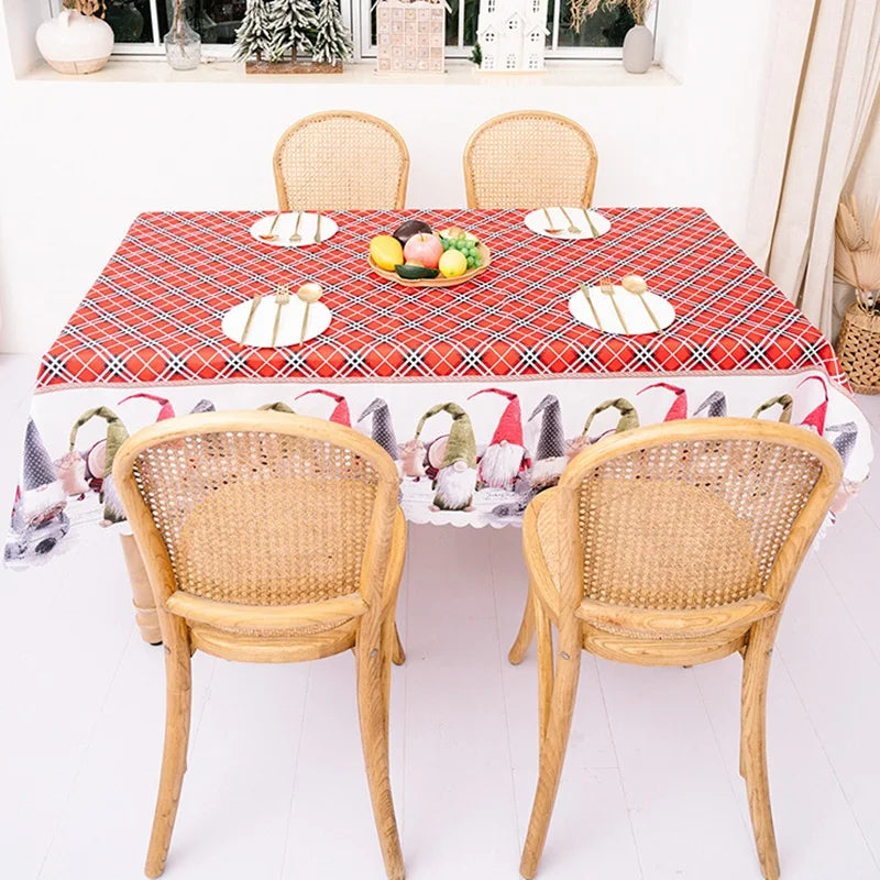 Buffalo Plaid Snowflake Christmas Tablecloths Decor Rectangle Table Cover