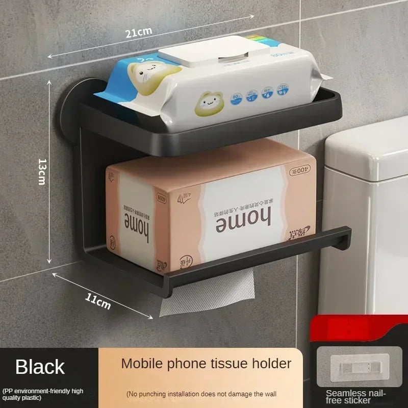 Toilet Paper Holder with Wall-Mounted Toilet Paper