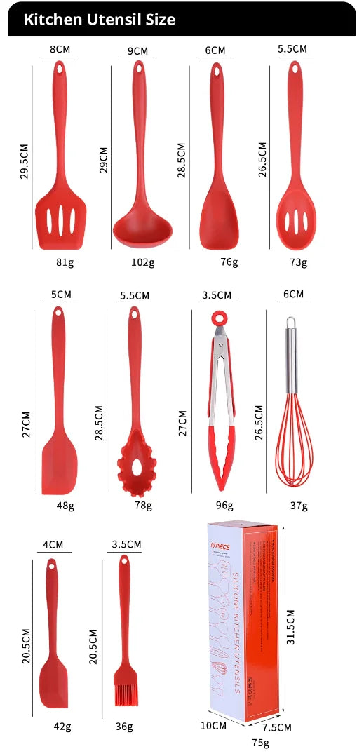 10 PCS Silicone Cookware Set Kitchen