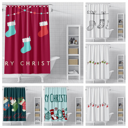 Holiday bathroom waterproof  fabric curtain